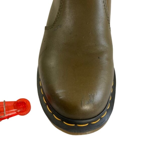 Dr. Martens Original Olive Chelsea Boots 2976 Yellow Stitching Leather, size 10 - Picture 12 of 13